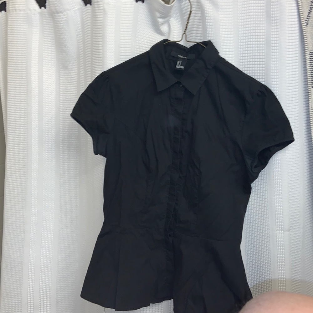 Black Peplum button down shirt